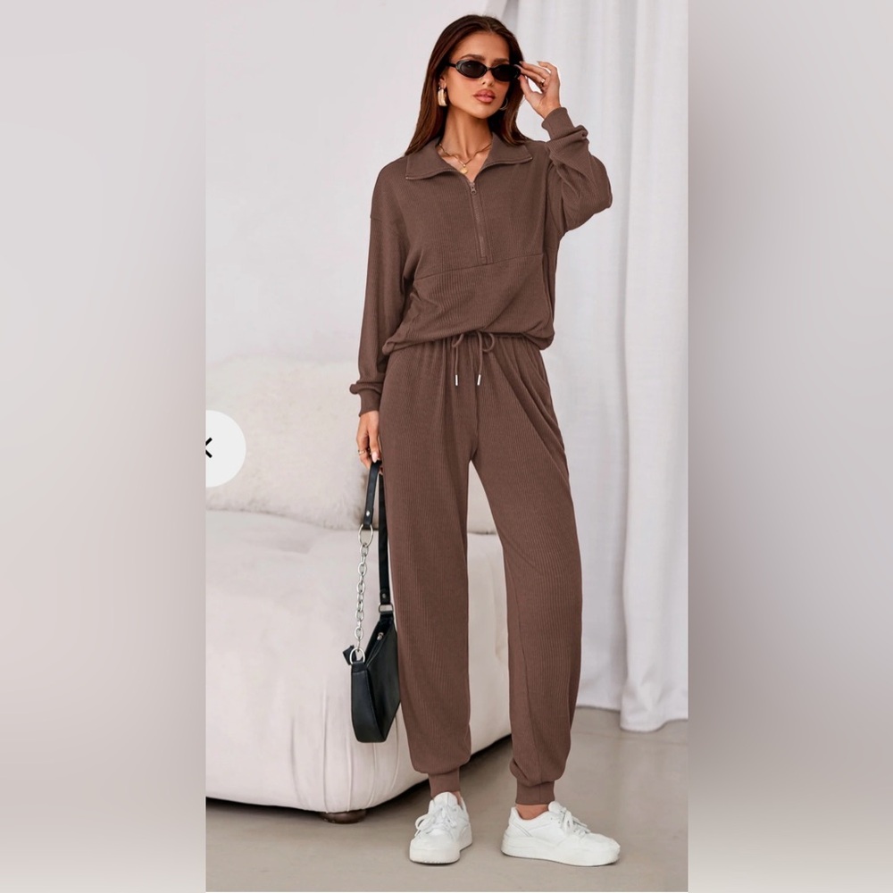Casual Brown Women's Jogger Set